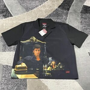 Scarface Reason Shirt Men 2XL Black Tony Montana Graphic Button Up Gangster NEW